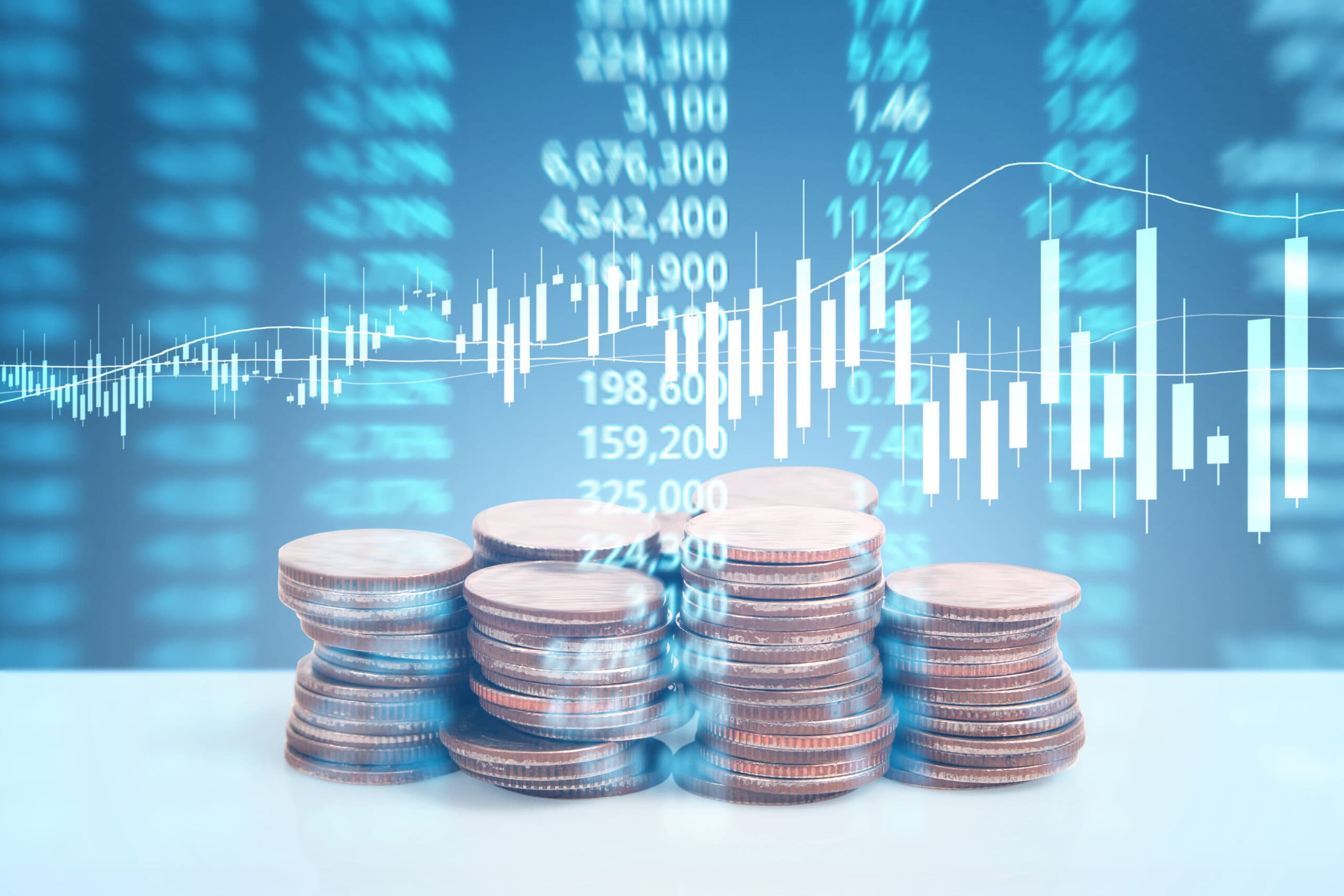 Graph and Coins Financial abstract image