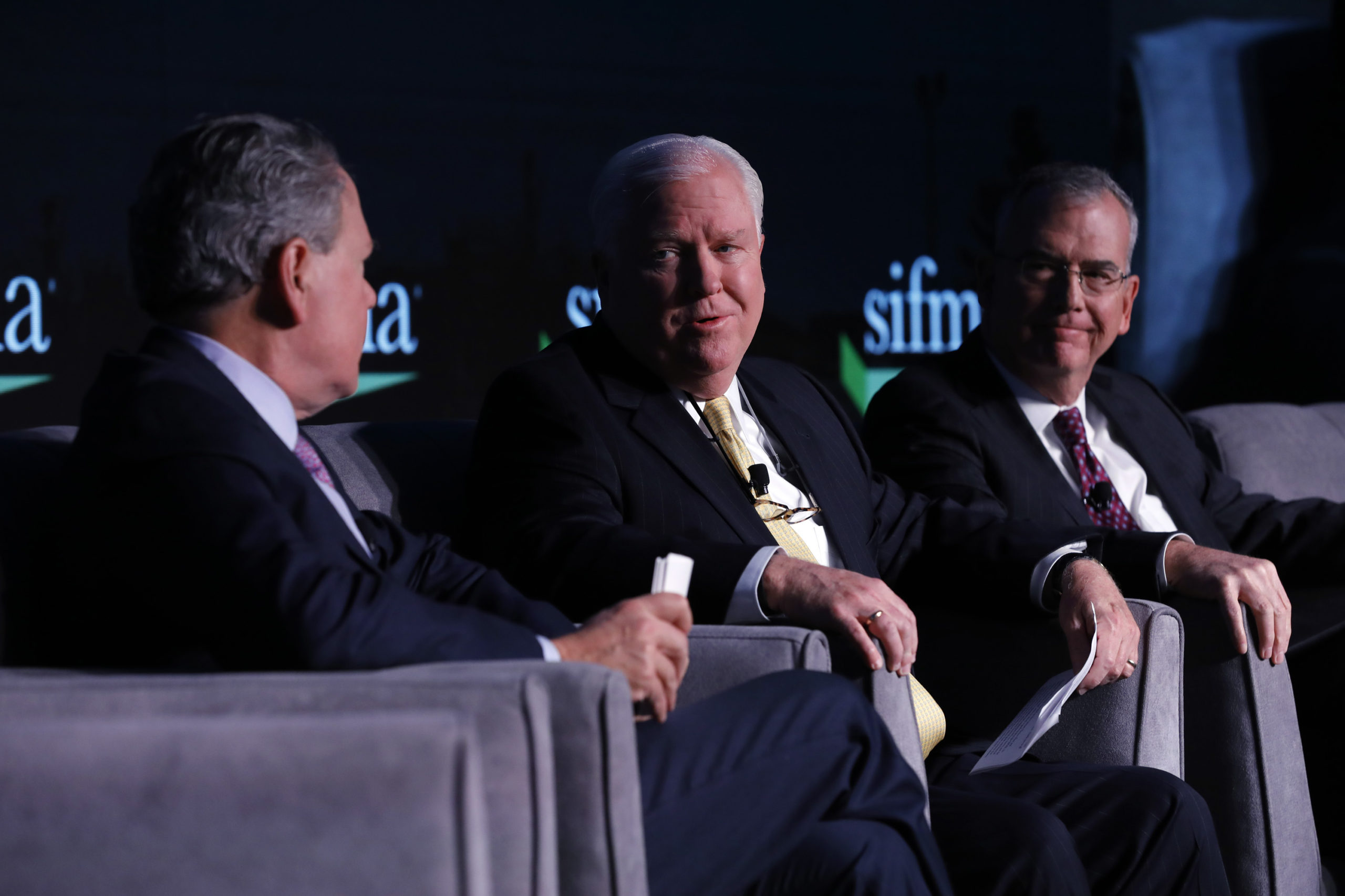 A fireside chat with the Chair and Chair-Elect of SIFMAÕs Board of Directors: Kenneth Bentsen, Jr., James Allen and Joseph Sweeney during SIFMA Annual Meeting, the Capital Markets Conference, in Washington on November 19, 2019.