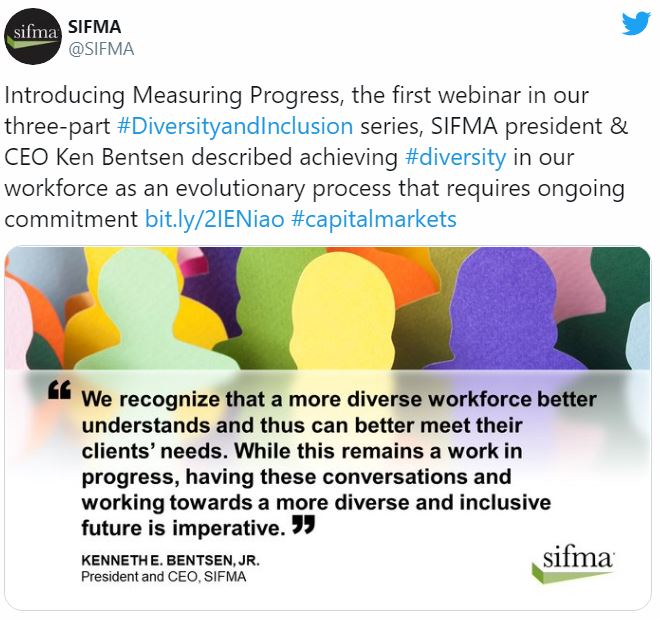 Advancing Diversity, Equity, and Inclusion SIFMA Twitter