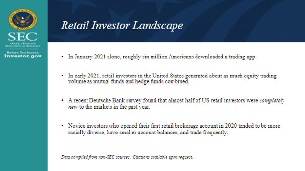 Retail Investor Landscape - US SEC, SIFMA Social Media & Digital Marketing Seminar